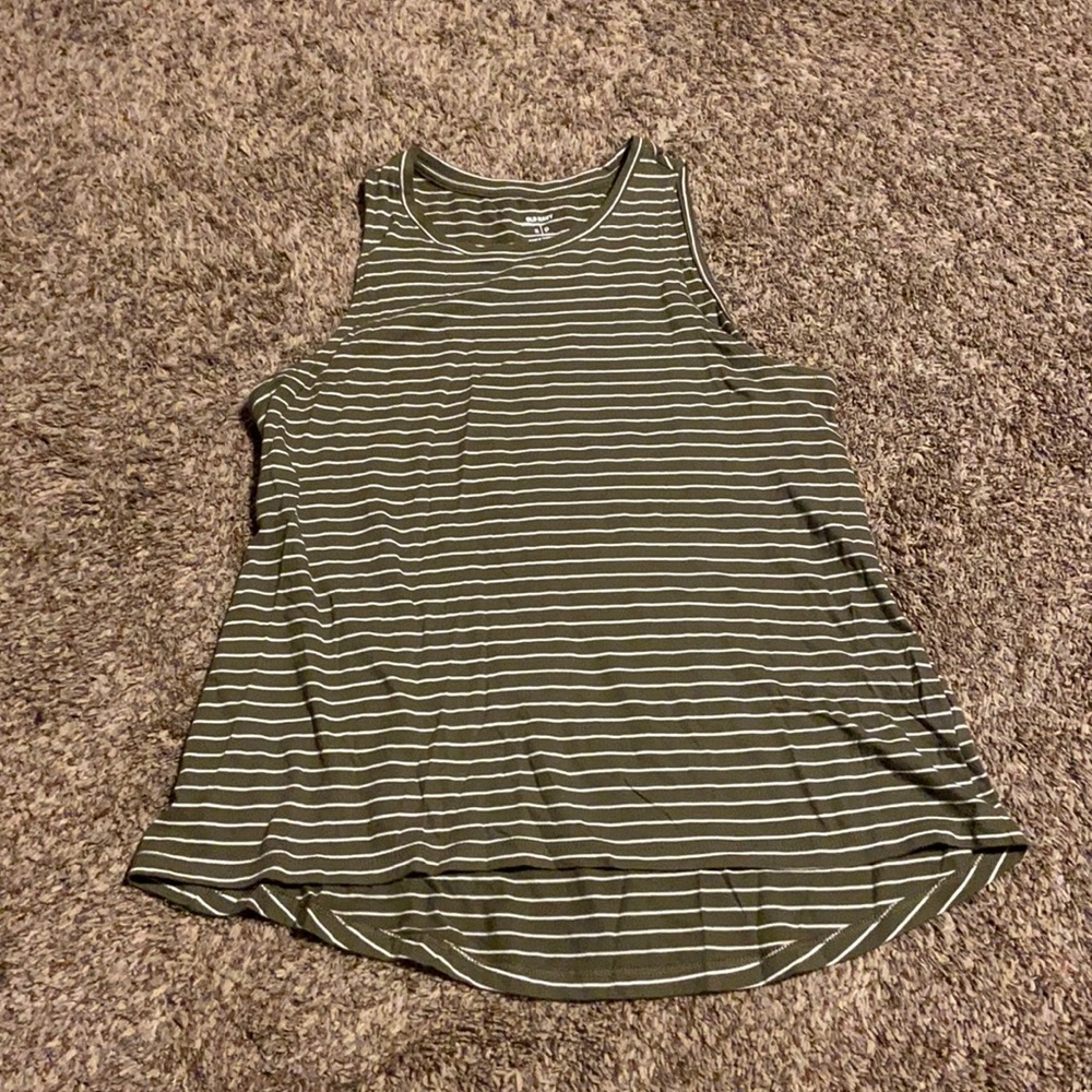 Women’s Old Navy green and white stripped tank top size small.